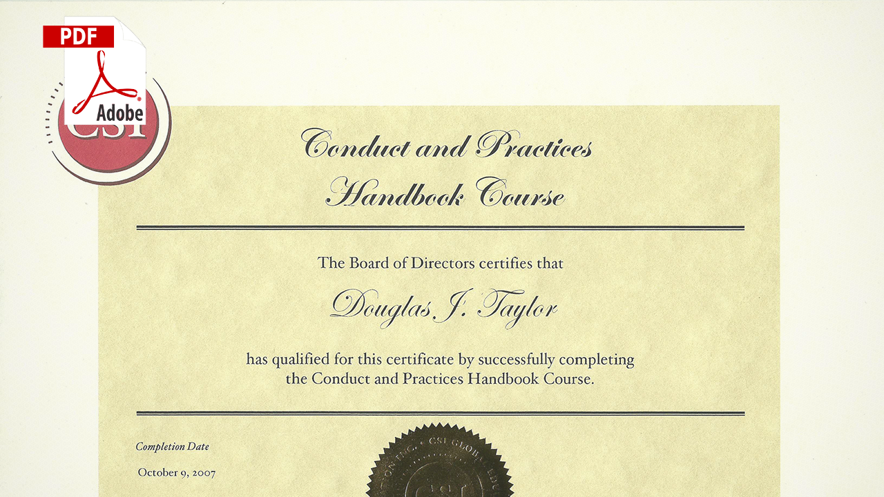 Conduct and Ethical Practices Handbook (CPH)