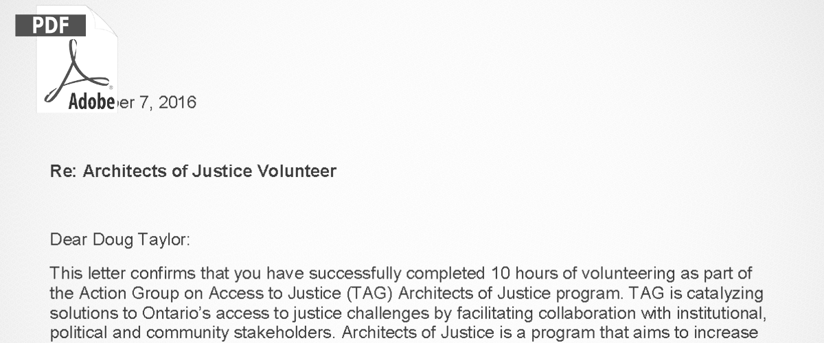 Achitects of Justice Volunteer